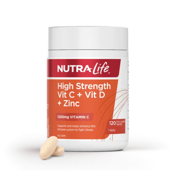 Nutra-Life - High Strength Vit C+Vit D+Zinc 120 tabs