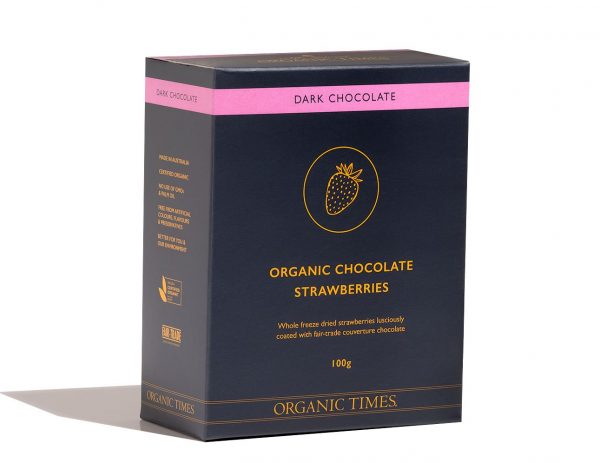 Organic Times - Dark Chocolate Strawberries 100g