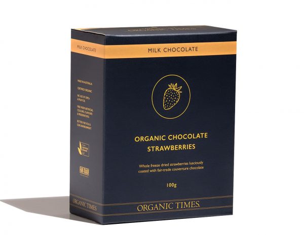 Organic Times - Milk Chocolate Strawberries 100g